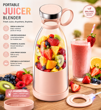 Portable Juicer Bottle | USB Rechargeable Personal Blender for Smoothies, Protein Shakes & Fresh Juice