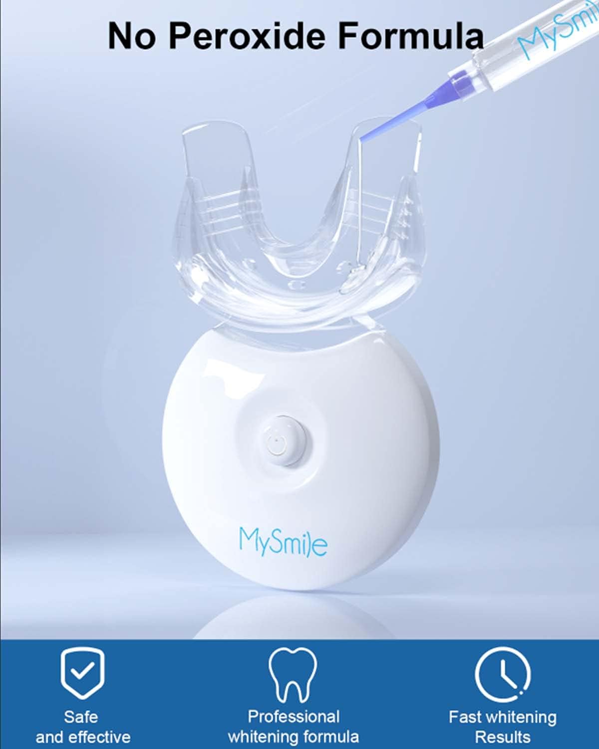 MySmile Teeth Whitening Kit with LED Light, Non-Sensitive Teeth Whitener with 4 Whitening Gel Pens, 10 Min Fast-Result Home Tooth Whitening Dental Care Help Remove Teeth Stain