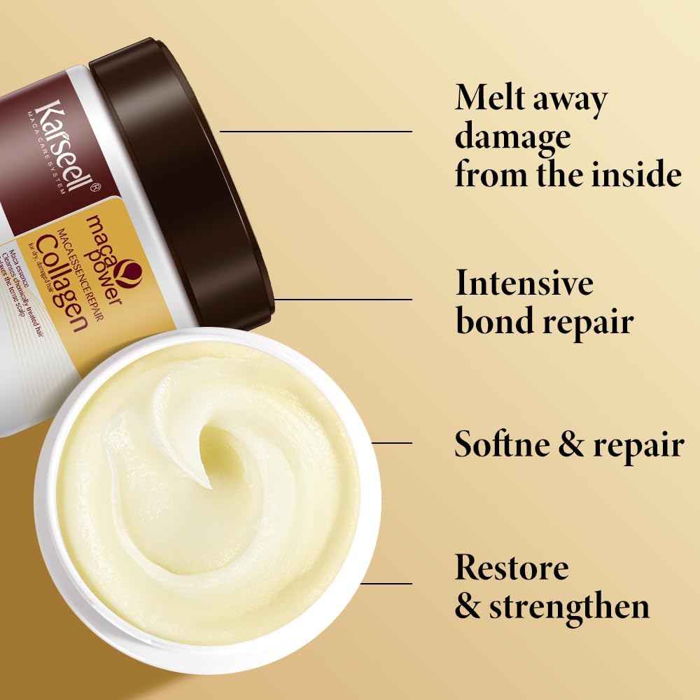Karseell Maca Collagen Hair Mask 500ml | Deep Repair Hair Treatment for Dry, Damaged & Frizzy Hair | Moisturizing & Nourishing Hair Mask