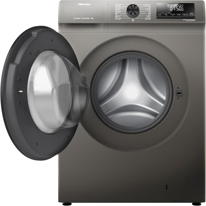 Hisense WFQP7012T 7 Kg Front Load Slim Drum Washing Machine, Inverter Motor 1200 RPM, Quick Wash, Pause & add Function, Allergy Steam Care, Titanium Grey