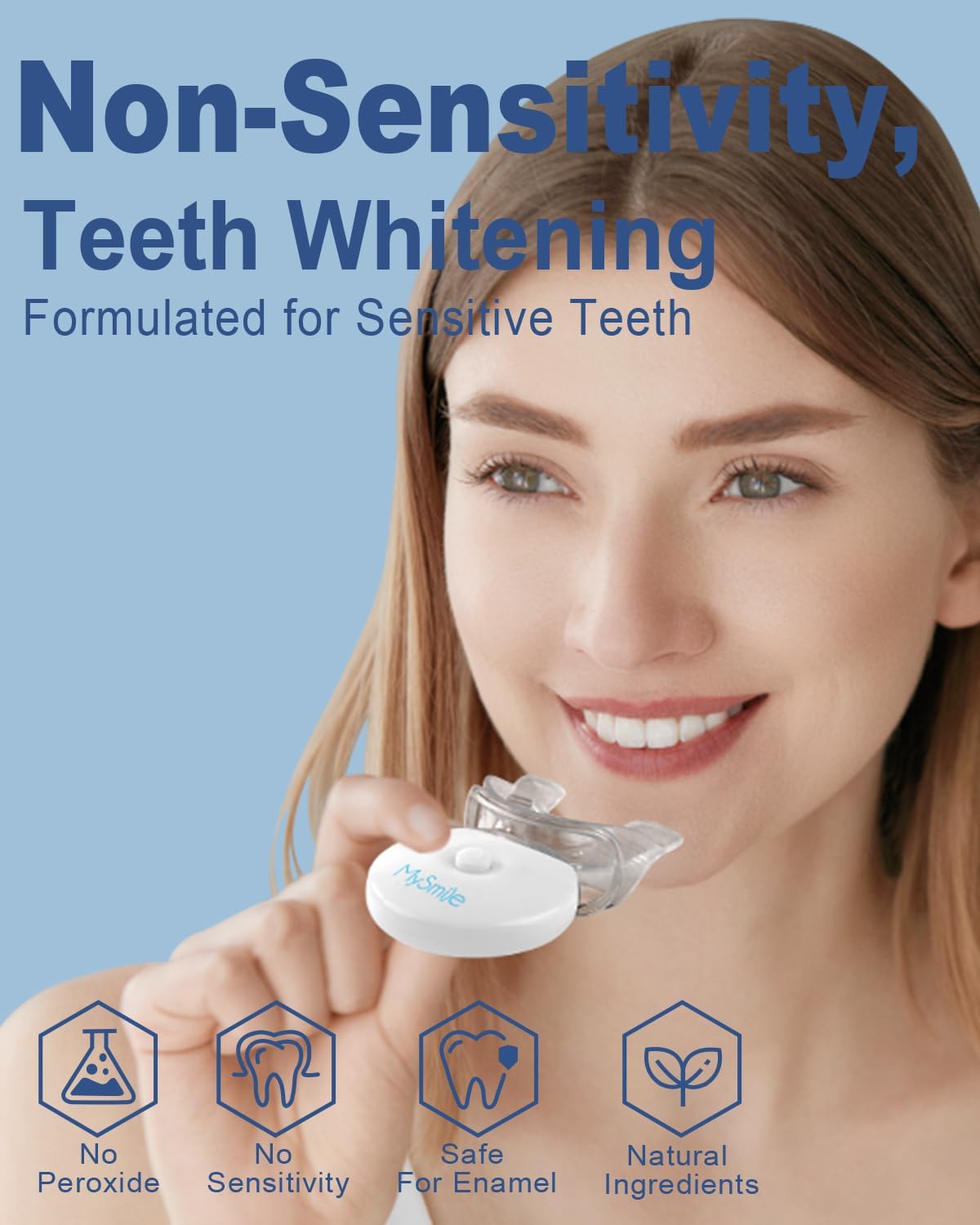 MySmile Teeth Whitening Kit with LED Light, Non-Sensitive Teeth Whitener with 4 Whitening Gel Pens, 10 Min Fast-Result Home Tooth Whitening Dental Care Help Remove Teeth Stain