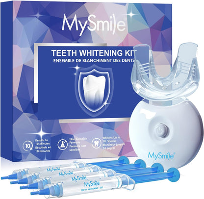 MySmile Teeth Whitening Kit with LED Light, Non-Sensitive Teeth Whitener with 4 Whitening Gel Pens, 10 Min Fast-Result Home Tooth Whitening Dental Care Help Remove Teeth Stain