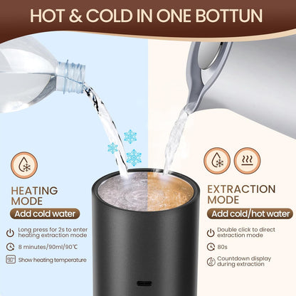 Portable Automatic Espresso Coffee Maker | USB Rechargeable Travel Coffee Machine | Compatible with Ground Coffee & Capsules