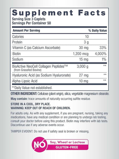 NeoCell Collagen Beauty Builder 3,000mg | Bioactive Collagen Peptides with Biotin & Hyaluronic Acid for Radiant Skin & Strong Nails & Hair Health | 150 Tablets