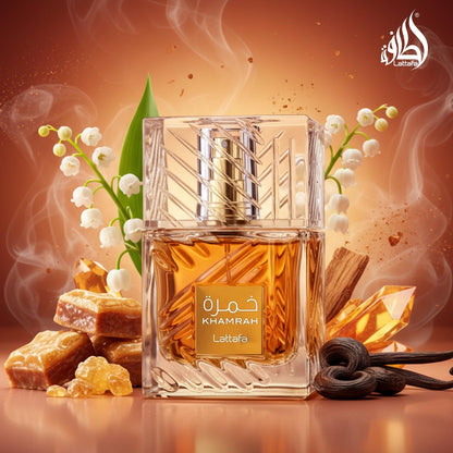 Lattafa Khamrah Eau de Parfum Spray for Unisex 100ml (3.4 oz) | Natural Spray, Long-Lasting Scent, Unisex