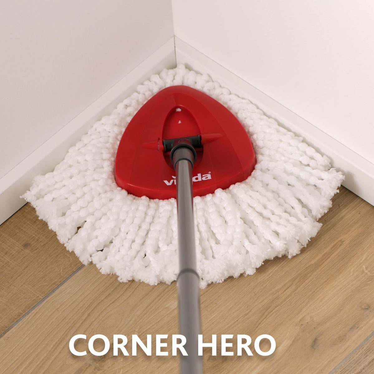 Vileda Easy Wring & Clean spin mop & bucket set with foot pedal | Vileda |3-Piece Handle 130 cm |Floor mop with spinning wringer | Turbo Refill 100% Microfibre mop head |