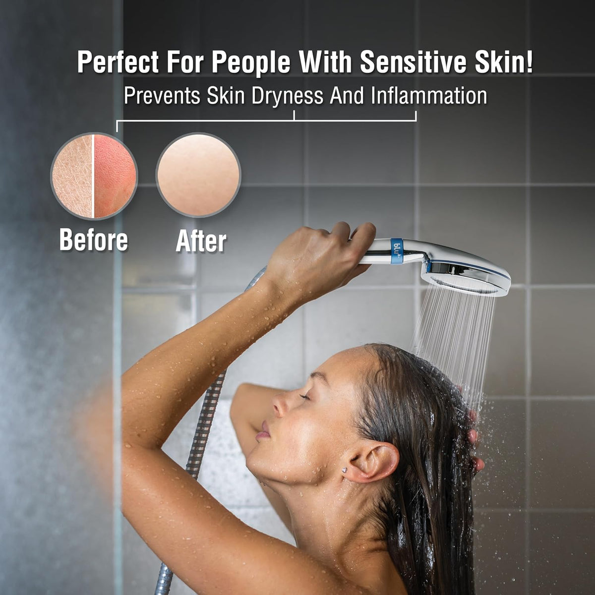 blu Ionic Shower Head & Filter - Handheld, Chrome (Amazon Exclusive) | Removes Chlorine & Harmful Pollutants, Prevents Hair Loss, Moisturizes Skin
