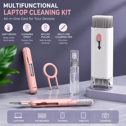 7-in-1 Laptop Cleaning Kit – Keyboard, Screen, Earbuds & Phone Cleaning Brush Set