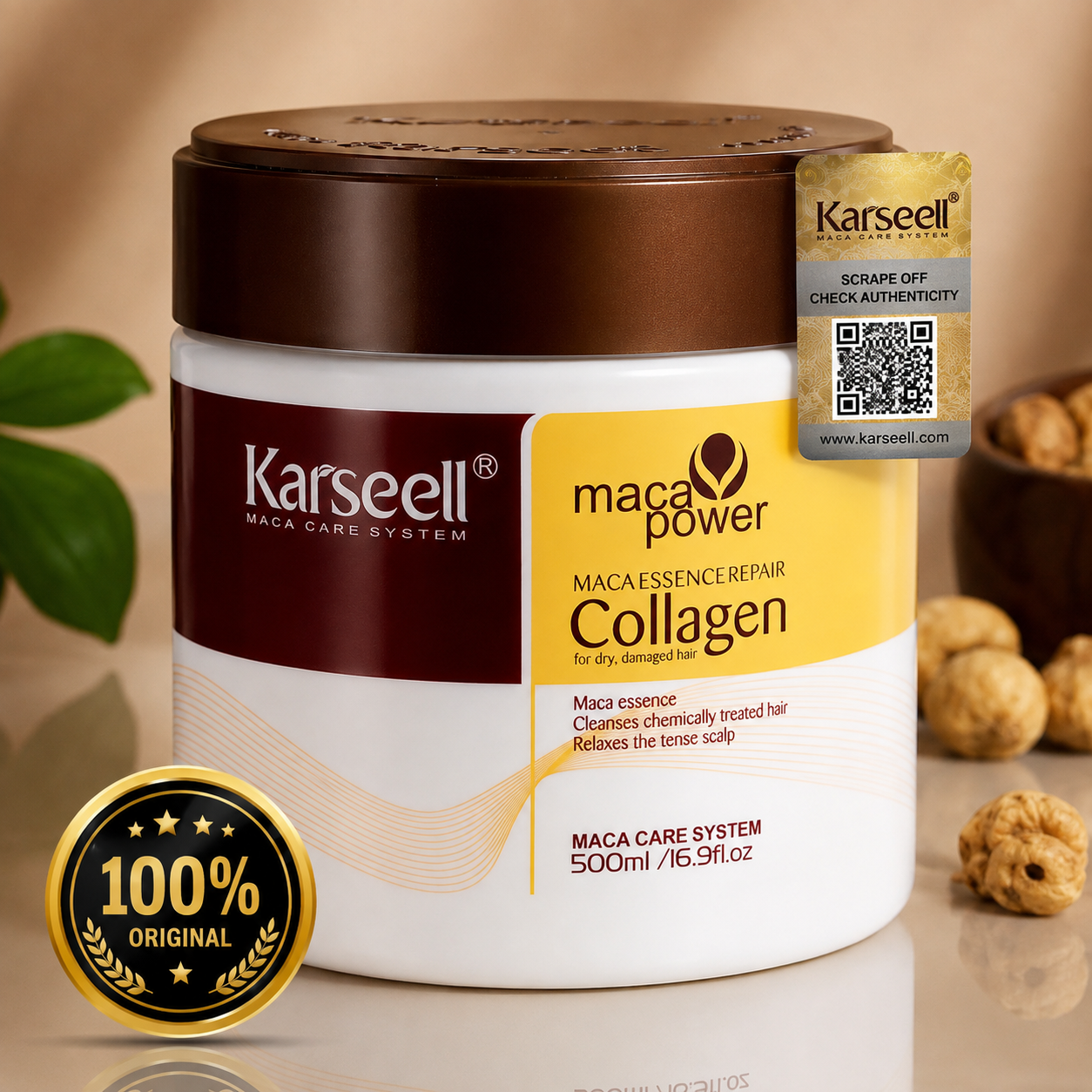 Karseell Maca Collagen Hair Mask 500ml | Deep Repair Hair Treatment for Dry, Damaged & Frizzy Hair | Moisturizing & Nourishing Hair Mask