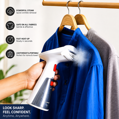 Portable Garment Steamer, Fine Mist Spray, Universal Bottle Adapter, Ergonomic Compact Design, 1500W 0.26L Handheld Fabric Steamer – Dark Purple