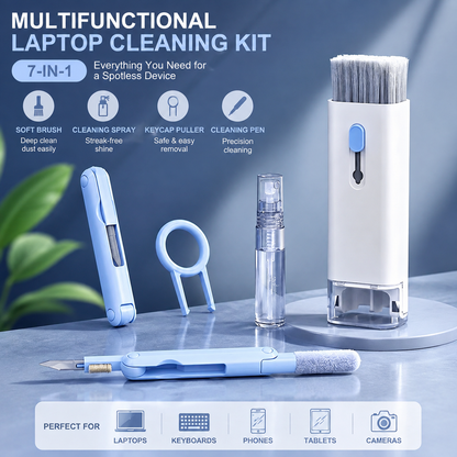 7-in-1 Laptop Cleaning Kit – Keyboard, Screen, Earbuds & Phone Cleaning Brush Set