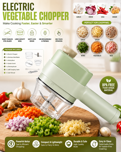 Wireless Electric Food Chopper | USB Rechargeable Mini Vegetable Chopper | Portable Garlic, Onion, Ginger & Meat Grinder