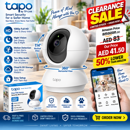 TP-Link Tapo Pan/Tilt 1080p Resolution, 360°Rotational View Security Camera|Motion Tracking |Motion & Baby Crying Detection| 2-Way Audio | Night Vision | Works with Alexa & Google Home (Tapo C200)