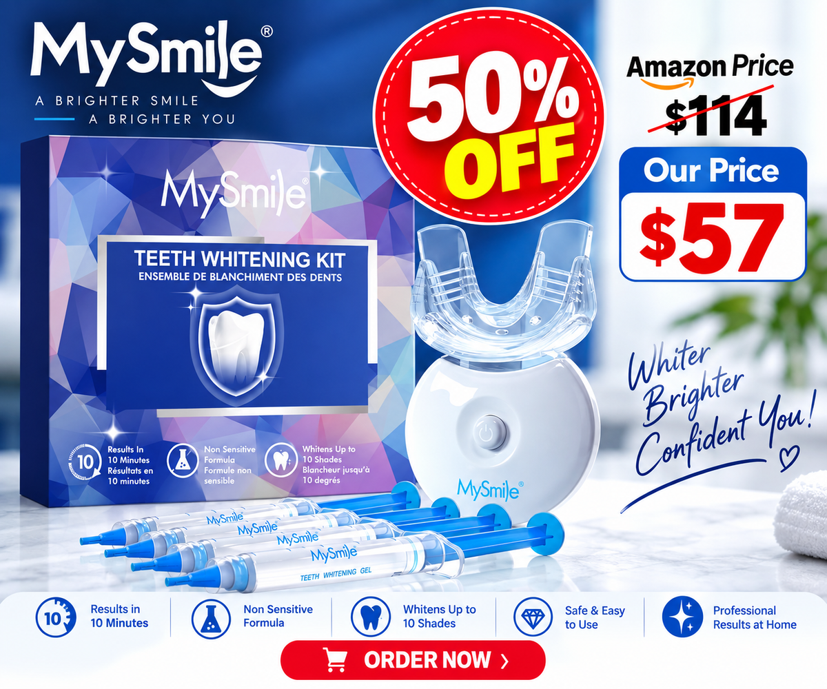 MySmile Teeth Whitening Kit with LED Light, Non-Sensitive Teeth Whitener with 4 Whitening Gel Pens, 10 Min Fast-Result Home Tooth Whitening Dental Care Help Remove Teeth Stain