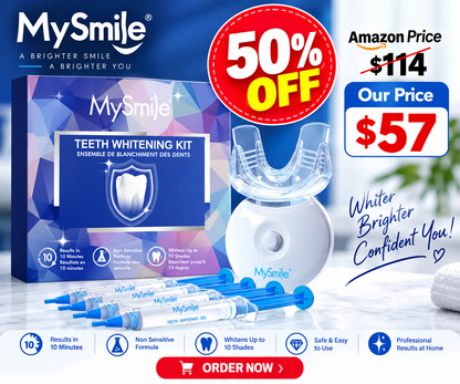 MySmile Teeth Whitening Kit with LED Light, Non-Sensitive Teeth Whitener with 4 Whitening Gel Pens, 10 Min Fast-Result Home Tooth Whitening Dental Care Help Remove Teeth Stain