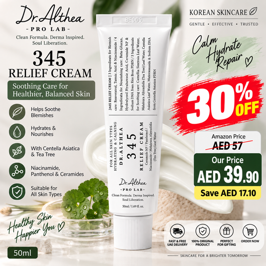 Dr.Althea 345 Relief Cream | Moisturizer for Soothing Recovery and Blemish Care with PDRN & Niacinamide | Korean Vegan Skin Care for All Skin Types, 50ml (Ver.2 - Pack of 1)