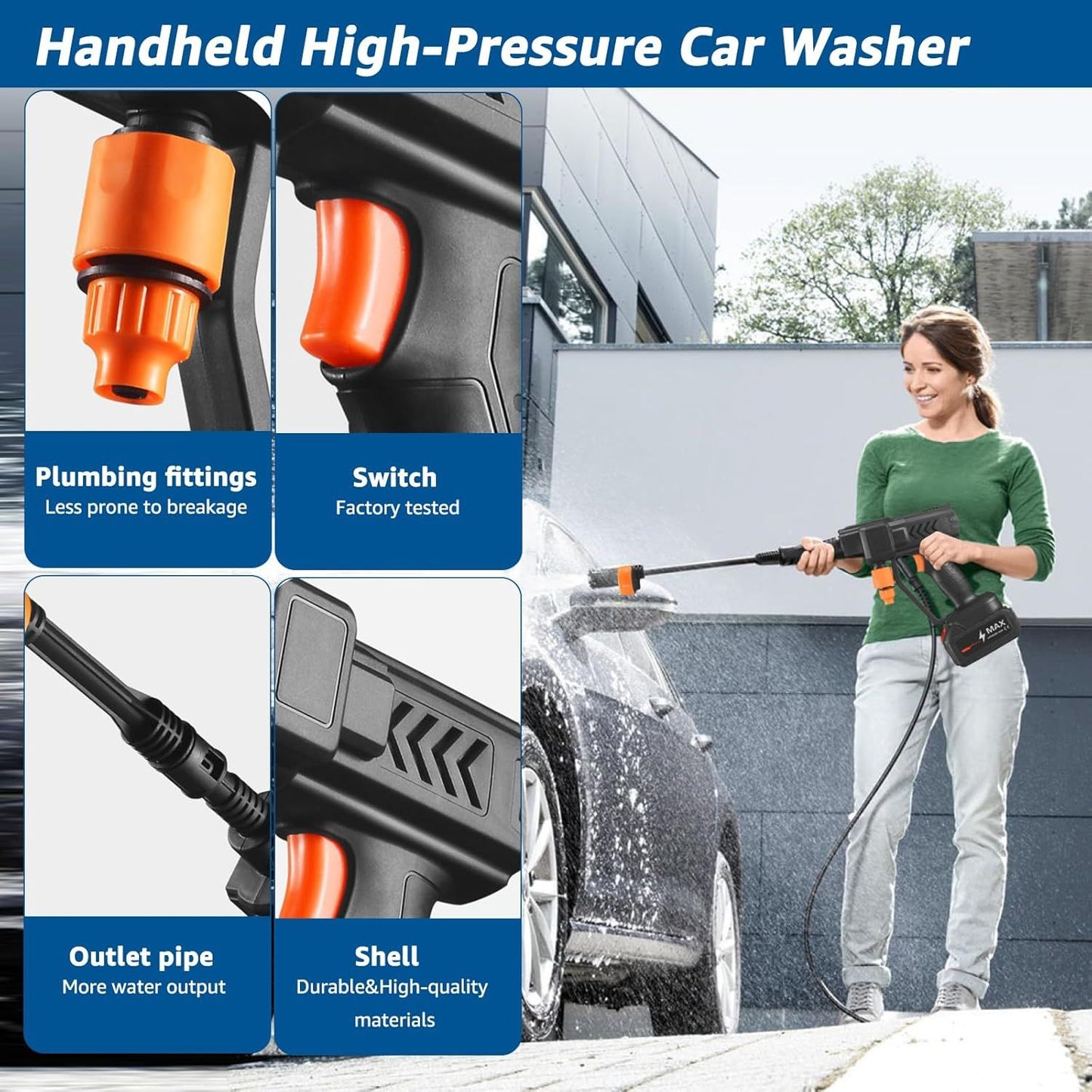 High Pressure Water Cleaning Gun – 5-in-1 Adjustable Nozzle for Car Wash, Garden & Outdoor Cleaning