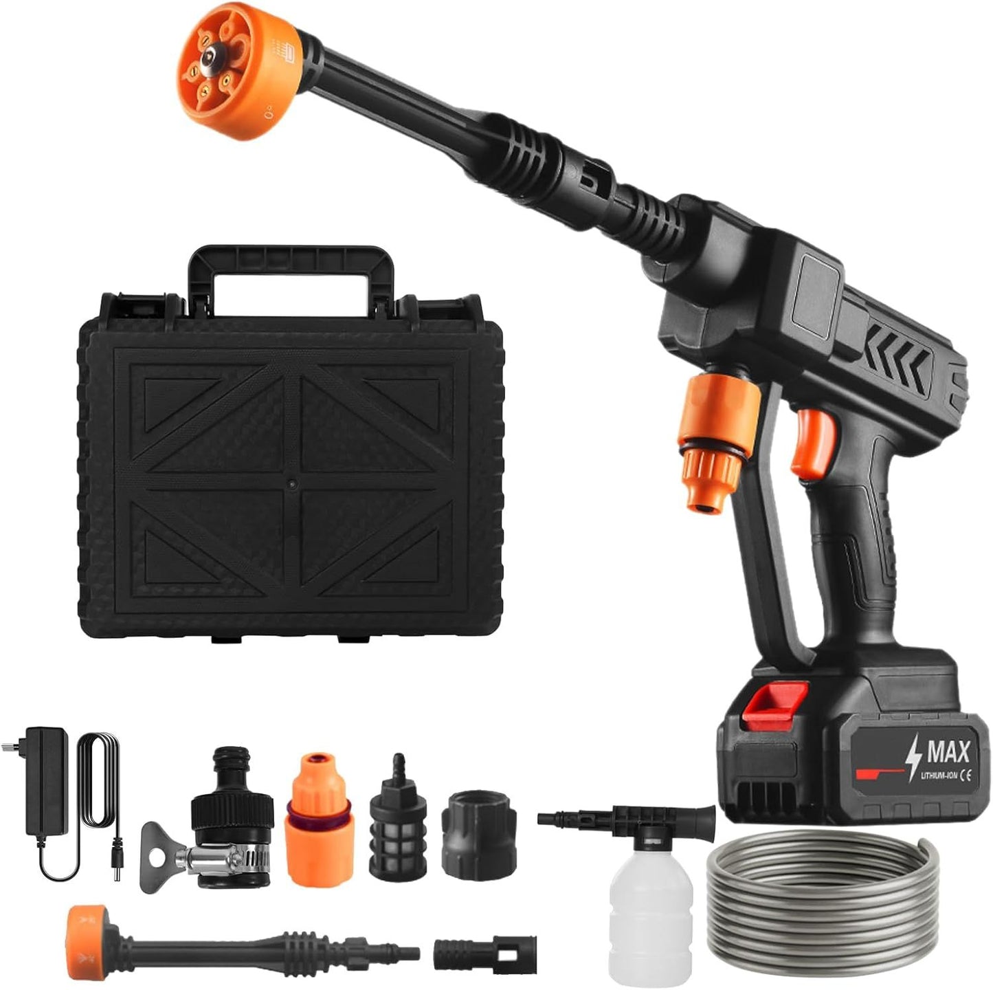 High Pressure Water Cleaning Gun – 5-in-1 Adjustable Nozzle for Car Wash, Garden & Outdoor Cleaning
