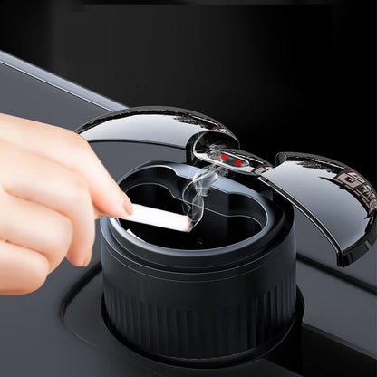 Multi-Functional Smart Car Ashtray with Lid – LED Light, Smell-Proof & Auto-Sensor