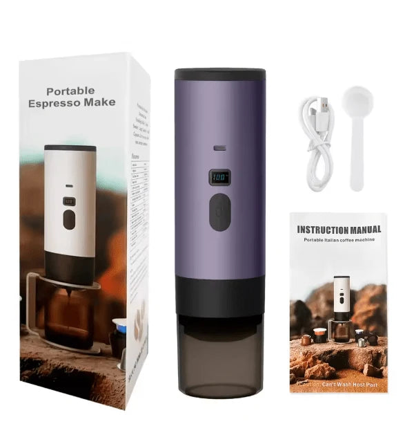 Portable Automatic Espresso Coffee Maker | USB Rechargeable Travel Coffee Machine | Compatible with Ground Coffee & Capsules